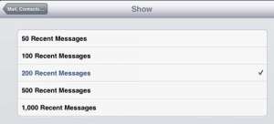 Choose the number of messages to display in your Inbox