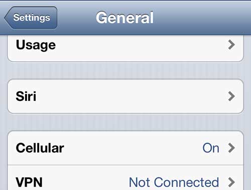 select the Cellular option