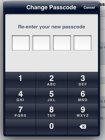 Confirm the new passcode
