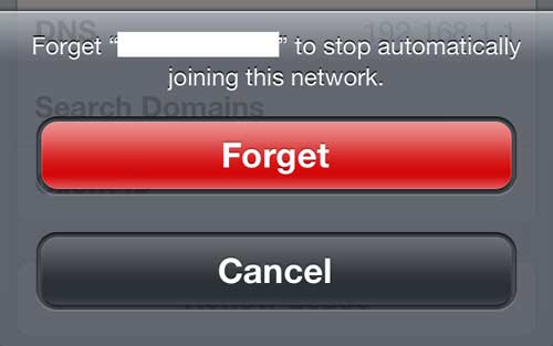 Tap the red "Forget" button