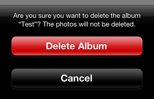 Tap the "Delete Album" button