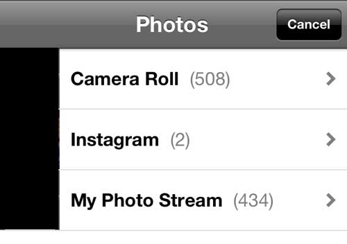 Select the Camera Roll option