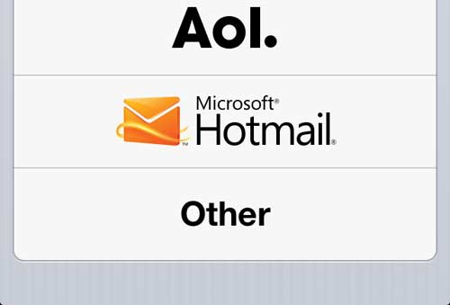 Choose the "Microsoft Hotmail" option