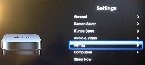 Select the AirPlay option