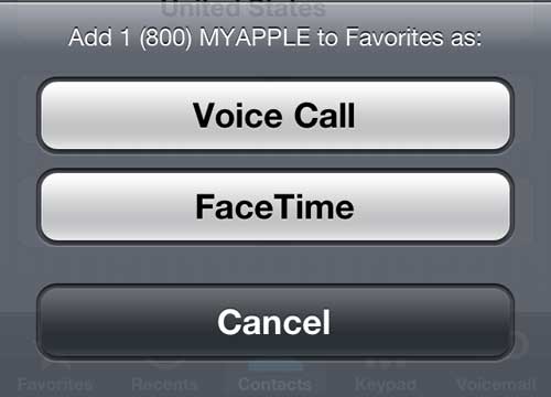 Choose the Voice Call or FaceTime option