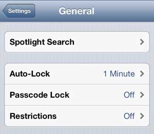 Select the Passcode Lock option