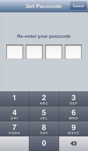 Enter, then re-enter your desired passcode