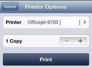 Tap the Printer button is one is not available