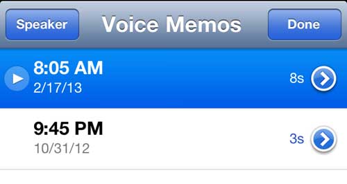Select the voice memos you want to send