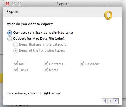 Export your contacts as a list