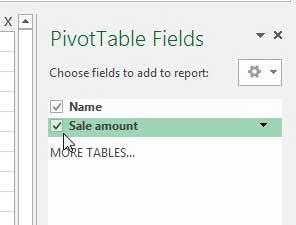 Check the box to the left of each column to include in the PivotTable