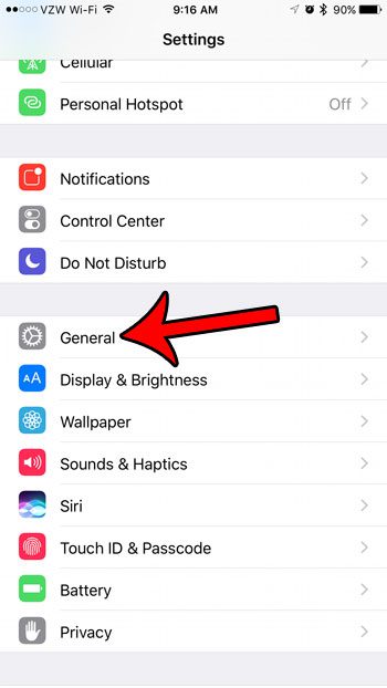 open the general settings menu