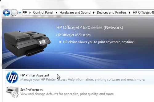 Double click the HP Printer Assistant icon