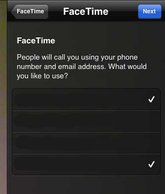 Choose your FaceTime options, then tap the Next button