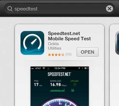open the speedtest app