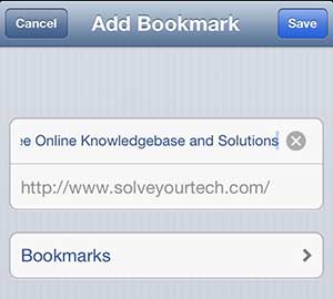 Type a name for the bookmark, then tap the Bookmarks option
