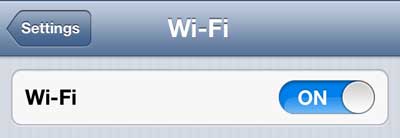 make sure the Wi-Fi slider is set to "On"