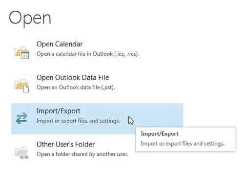 select the Import export option