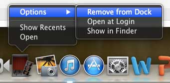 click options, then remove from dock
