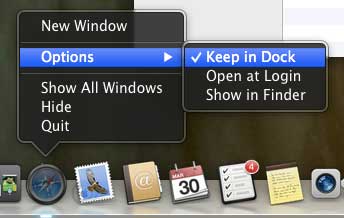 click options, then keep in dock