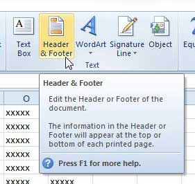 how to change the header in excel 2010