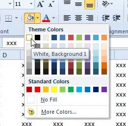 set the fill background to white in excel 2010