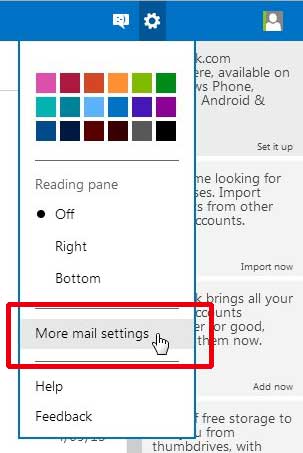 click the more mail settings option