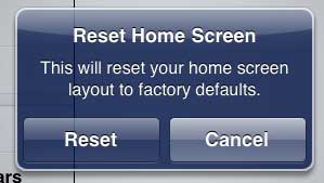 how to reset the home screen layout on the ipad 2