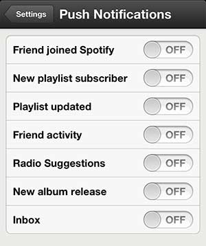 how to disable spotify iphone 5 notifications