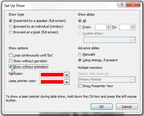 how to turn off animation in powerpoint 2010