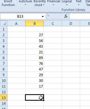 select the cell into which to enter the average formula