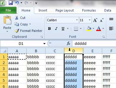 select the column to the right of where you want to insert a column