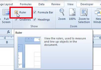 click the ruler option