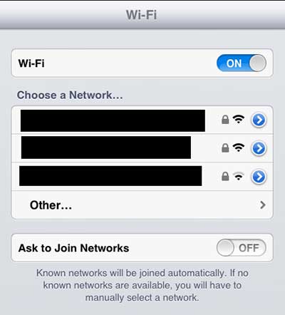 select the wifi network to connect to