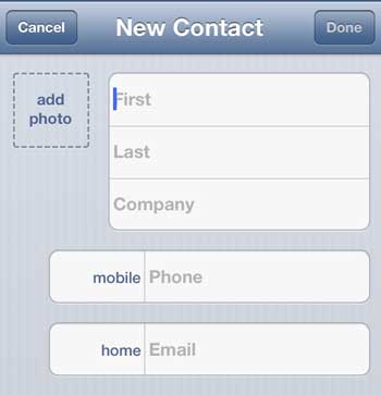 enter the information for the new contact