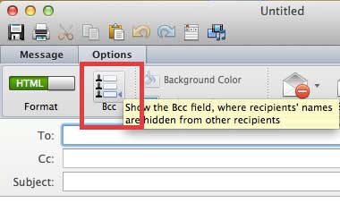 how to add bcc in outlook 2011 mac