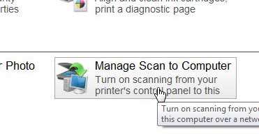 select the manage scan to computer option