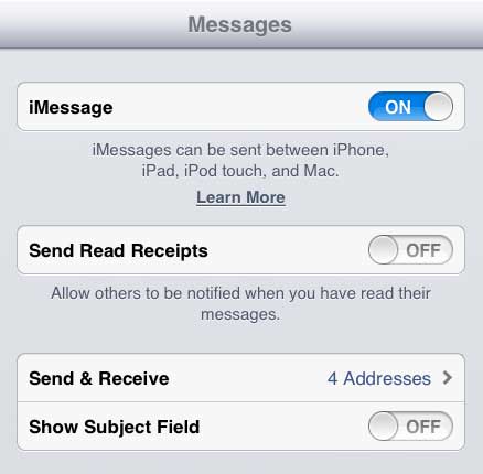 open the messages send and receive screen