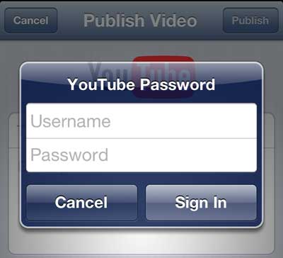 enter your youtube credentials