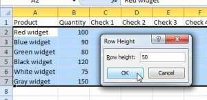 how to change the height for multiple rows in excel 2010