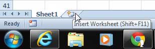 click the Insert worksheet tab