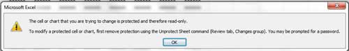 example error message when sheet is protected