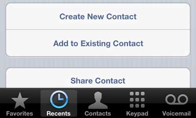 touch the create new contact button