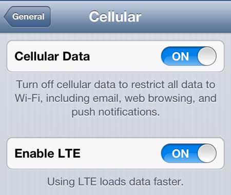 turn on the enable lte option