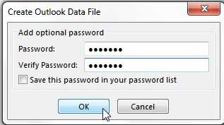 set a password for the exported file