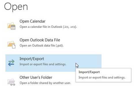 click on the import/export option