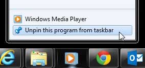 click the unpin this program from taskbar option