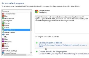 select google chrome, then click set this program as default