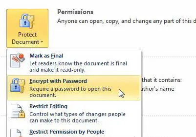 click the encrypt with password option