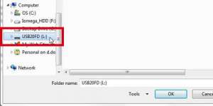 how to save to a usb flash drive by default in word 2010